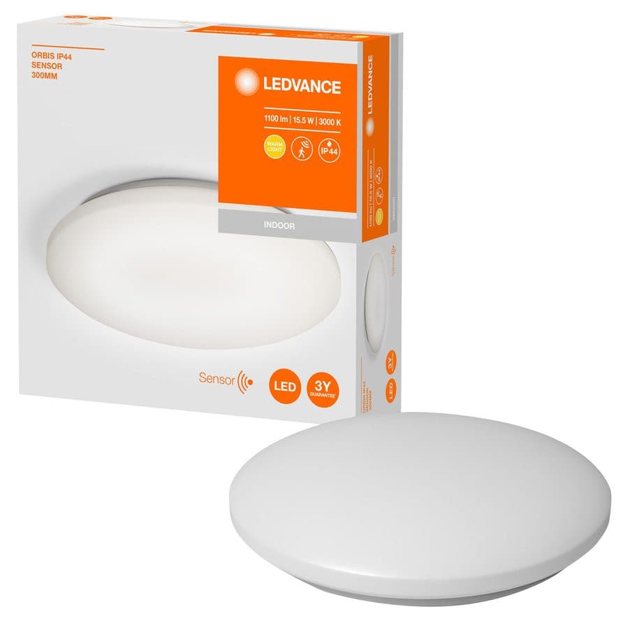 ORBIS lampa sufitowa łazienkowa, ø 300mm, czujnik bezdotykowy, 1100lm, 16W, IP44