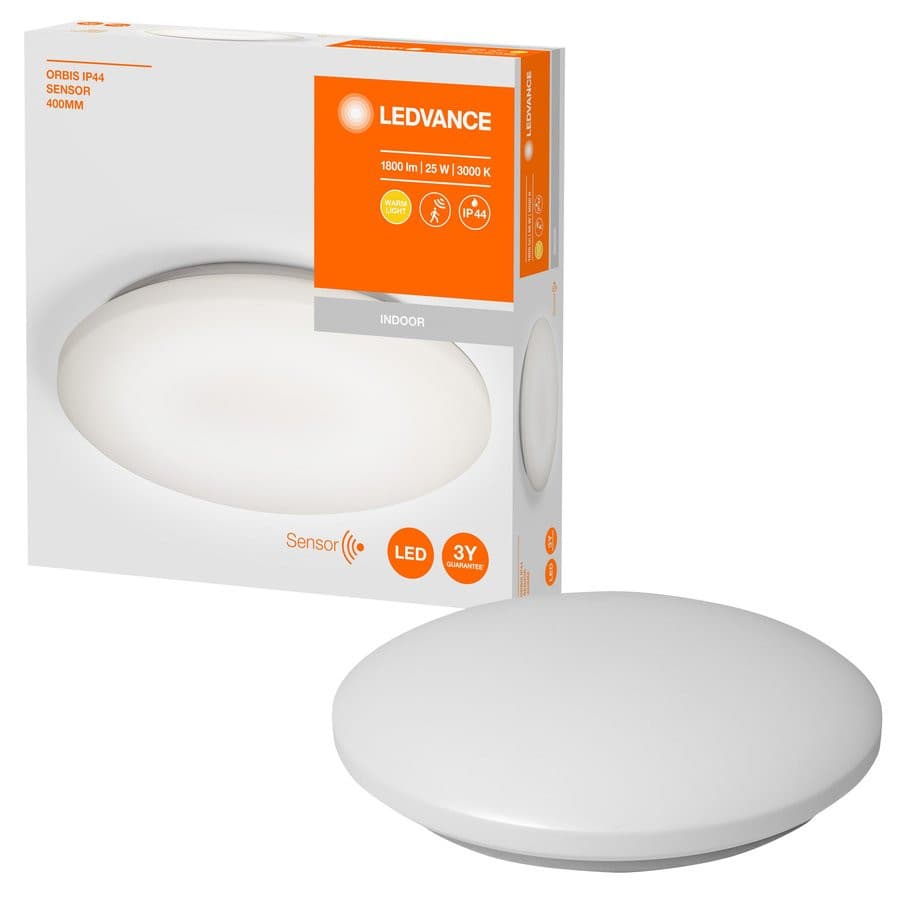 ORBIS lampa sufitowa łazienkowa, ø 400mm, czujnik bezdotykowy, 1800lm, 25W, IP44