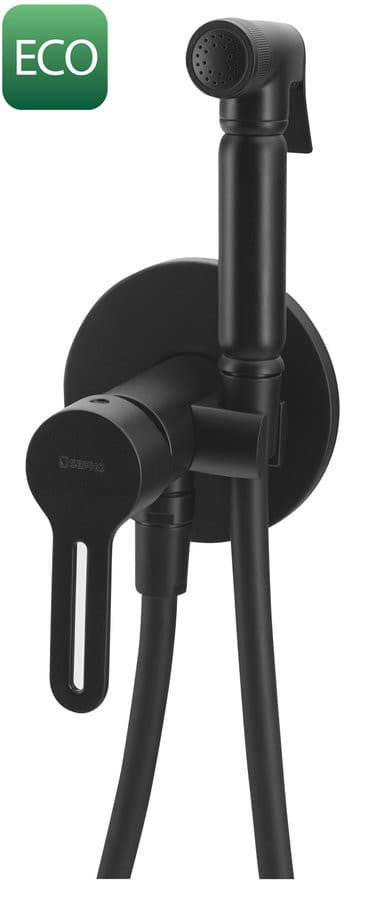 Bateria bidetowa podtynkowa ze słuchawką bidetową i wężem, czarny mat