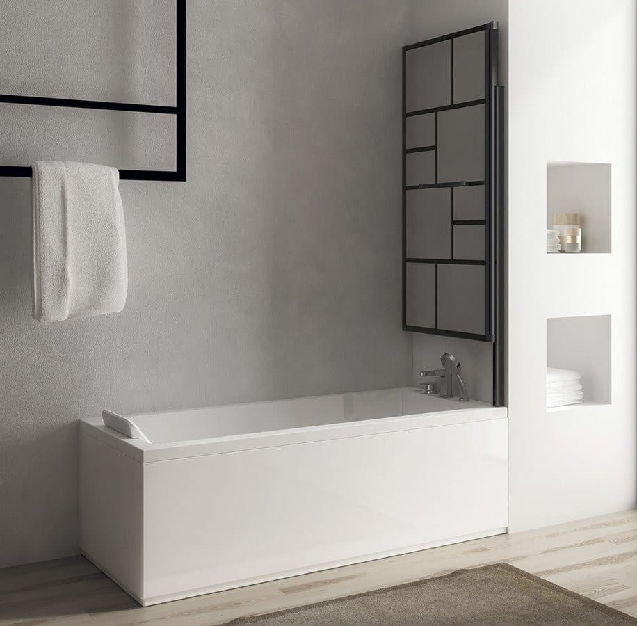 PARANA parawan wannowy podnoszony pneumatycznie, szer. 800mm, czarny mat, szkło czyste