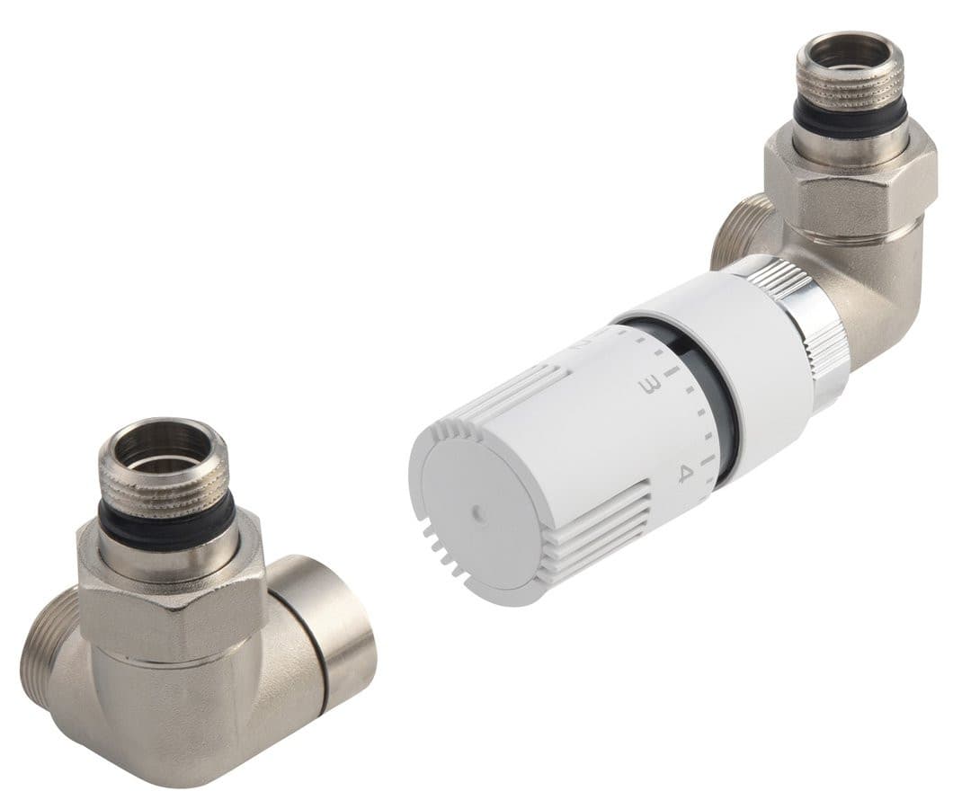 ECO zestaw przyłączeniowy z termostatyczny, prawy, nikiel/biały