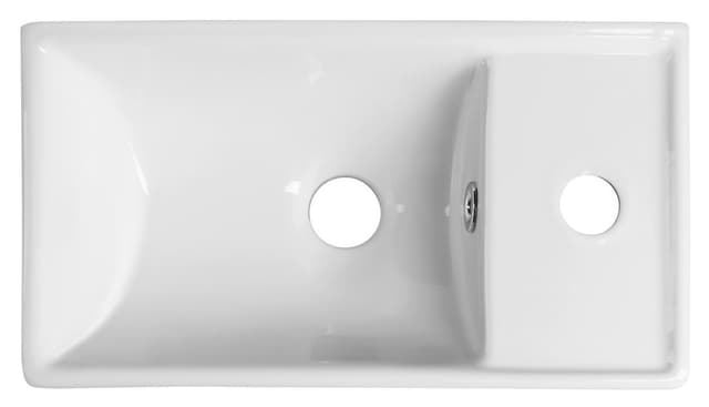 MINOS Umywalka ceramiczna 40x22cm, bateria z prawej strony, biała