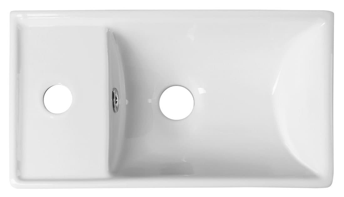MINOS umywalka ceramiczna 40x22cm, bateria z lewej strony, biała