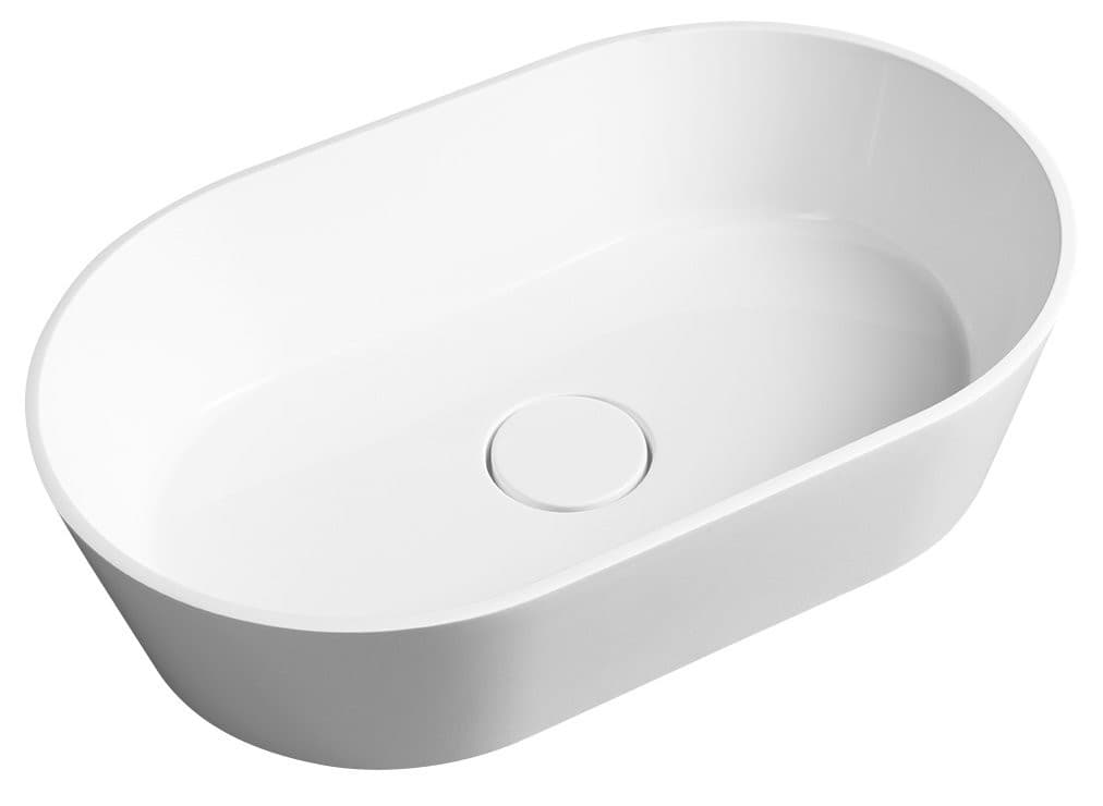 GERANO umywalka kompozytowa nablatowa z pokrywą odpływu 60x38cm, biały