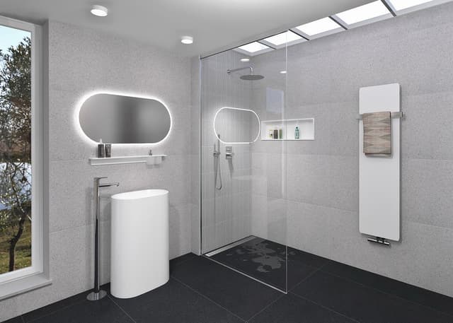 TREVA umywalka wolnostojąca z pokrywą odpływu 56,5x85cm, kompozyt, biały mat