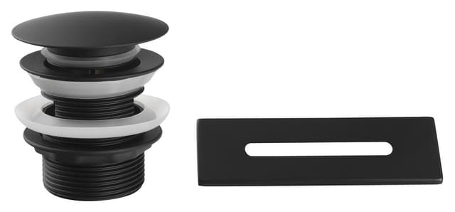 SET maskownica przelewu, odpływ wannowy 6/4", klik-klak, czarny mat