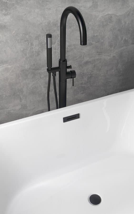 SET maskownica przelewu, odpływ wannowy 6/4", klik-klak, czarny mat