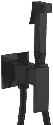 Bateria bidetowa podtynkowa ze słuchawką bidetową i wężem, czarny mat