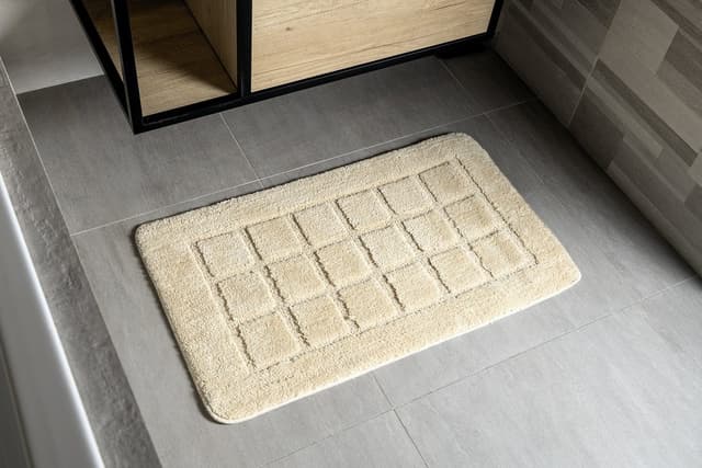 DELHI dywanik łazienkowy 50x80cm antypoślizgowa, 100% polyester, beżowy