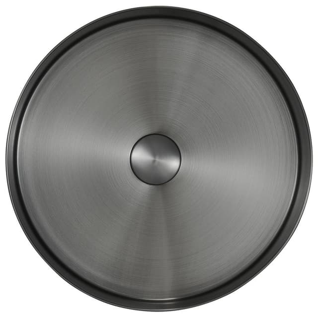 AURUM umywalka ze stali nierdzewnej, średnica 38cm, z korkiem, gun metal