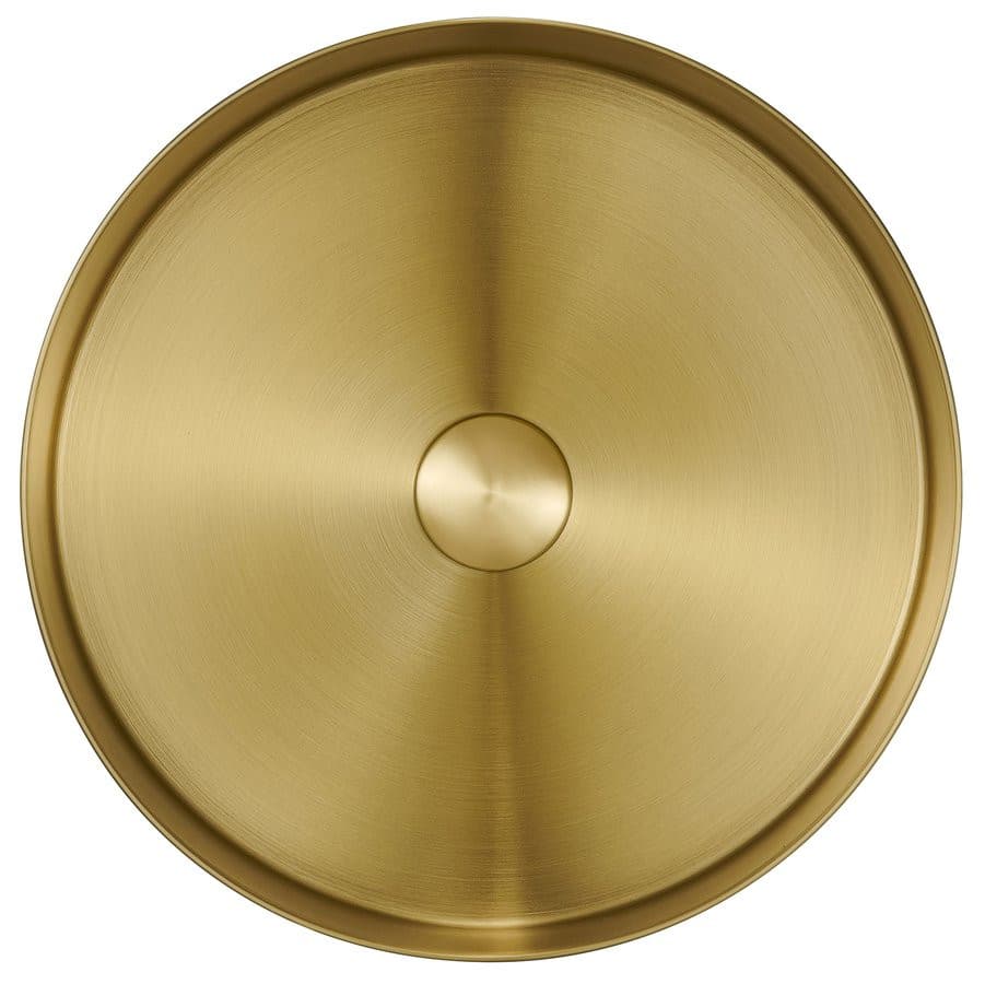 AURUM umywalka ze stali nierdzewnej, średnica 38cm, z korkiem, złoto mat