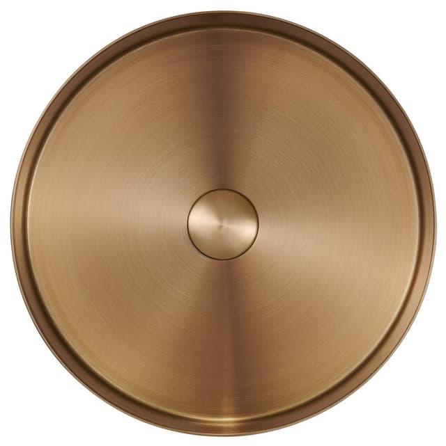 AURUM umywalka ze stali nierdzewnej, średnica 38cm, z korkiem, miedź mat