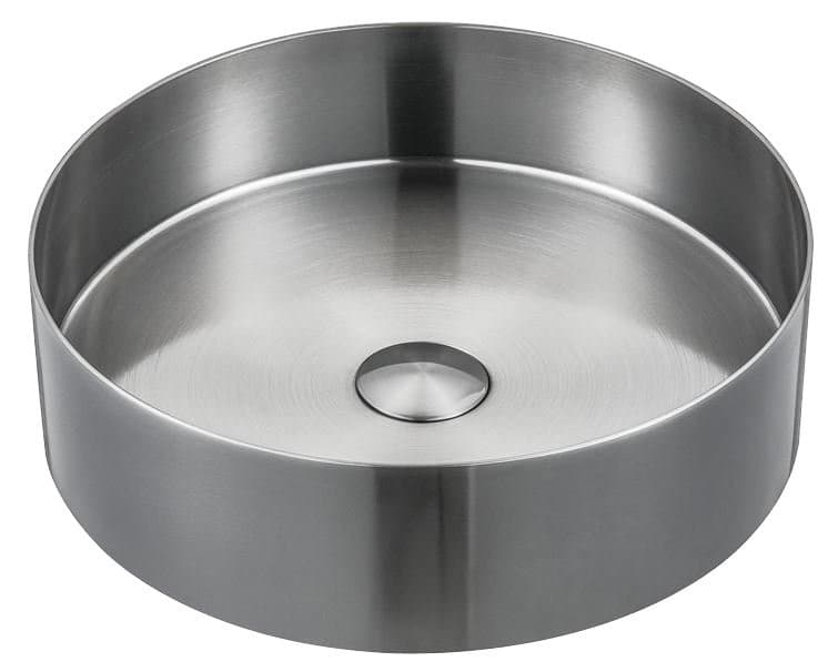 AURUM umywalka ze stali nierdzewnej, średnica 38cm, z korkiem, stal nierdzewna mat