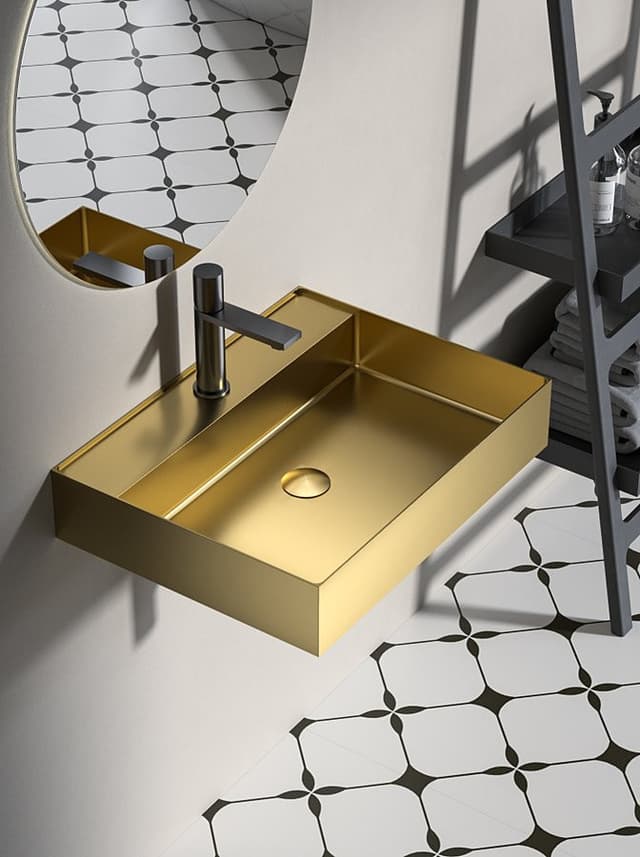 AURUM umywalka ze stali nierdzewnej 55x42cm, z korkiem, złoto mat