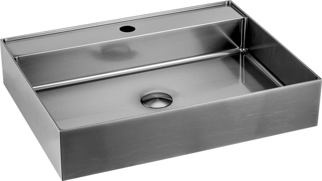 AURUM umywalka ze stali nierdzewnej 55x42cm, z korkiem, stal nierdzewna mat