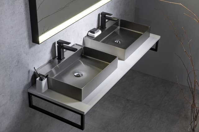 AURUM umywalka ze stali nierdzewnej 55x42cm, z korkiem, stal nierdzewna mat