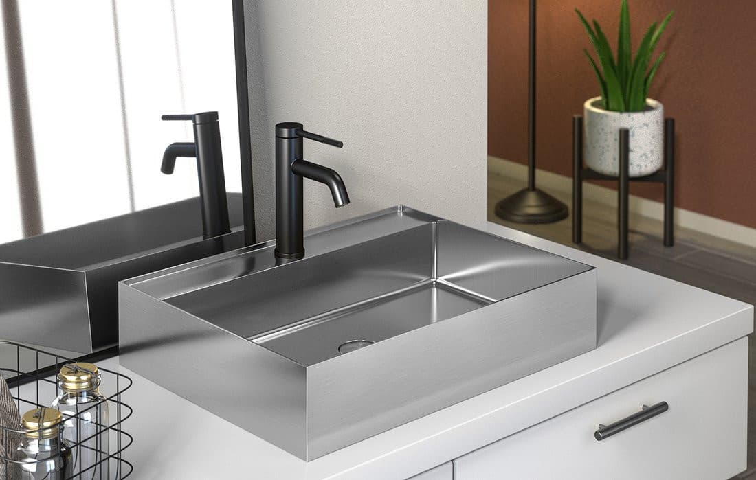 AURUM umywalka ze stali nierdzewnej 55x42cm, z korkiem, stal nierdzewna mat