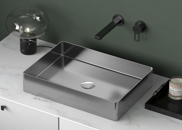 AURUM umywalka ze stali nierdzewnej 50x35,2cm, z korkiem, stal nierdzewna mat