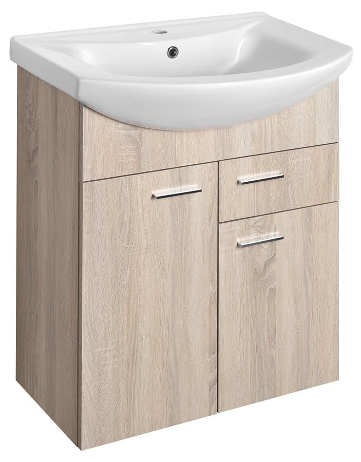 ZOJA szafka umywalkowa, 61,5x74x32cm, 2 drzwiczek, 1 szuflada, dąb platin