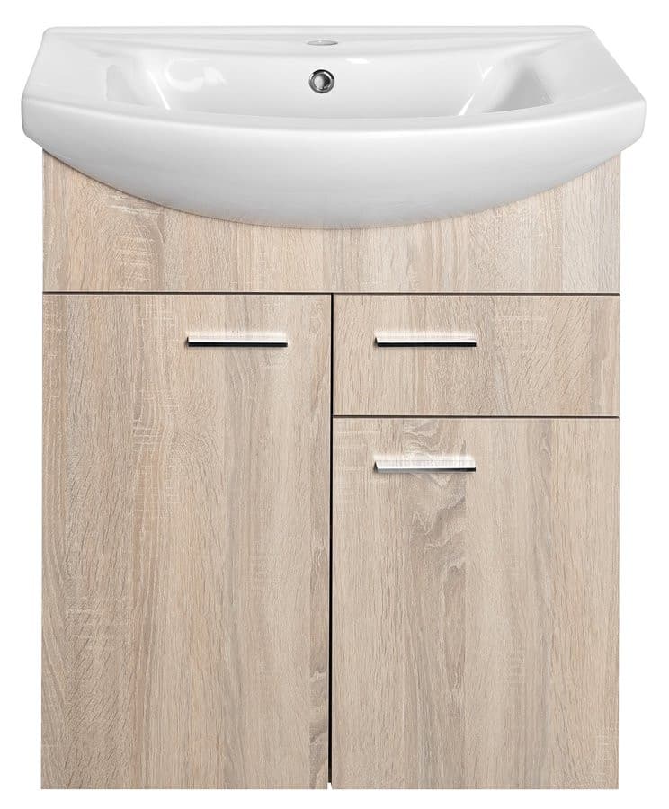 ZOJA szafka umywalkowa, 61,5x74x32cm, 2 drzwiczek, 1 szuflada, dąb platin