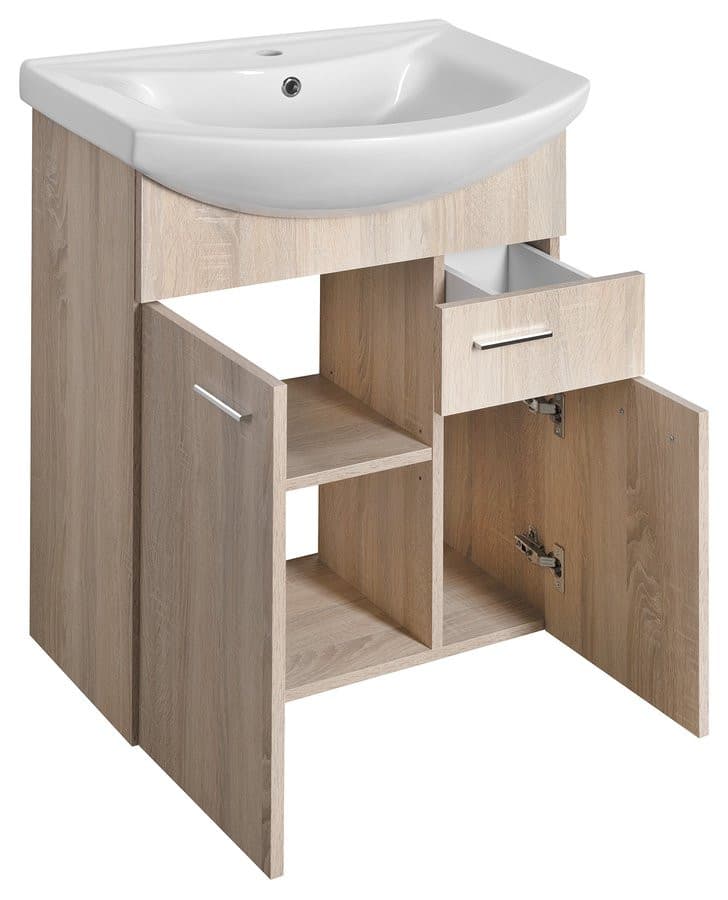 ZOJA szafka umywalkowa, 61,5x74x32cm, 2 drzwiczek, 1 szuflada, dąb platin