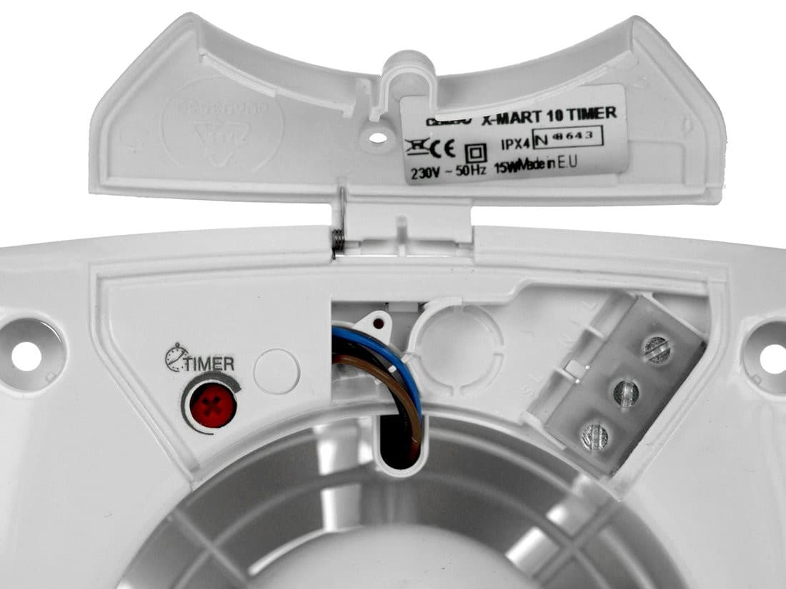 X-MART 10T wentylator łazienkowy z wył. czasowym, 15W, wylot 100mm, biały