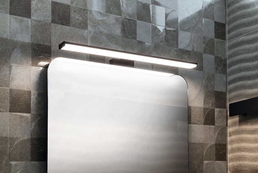 CHICAGO XL LED oświetlenie 600x120mm, 12W, 230V, IP44, plastik, czarny mat