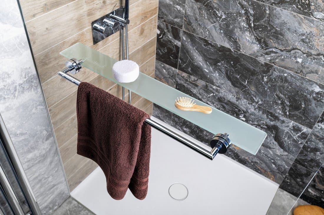 X-ROUND półka z wieszakiem na ręczniki do kabin ARCHITEX, chrom