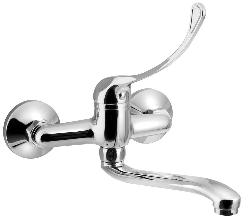 AQUALINE 35 Bateria ścienna, dźwignia medyczna, wysoka wylewka, 220mm, chrom