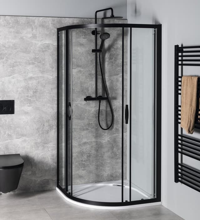 SIGMA SIMPLY BLACK kabina prysznicowa półokrągła 800x800mm, R550, szkło czyste