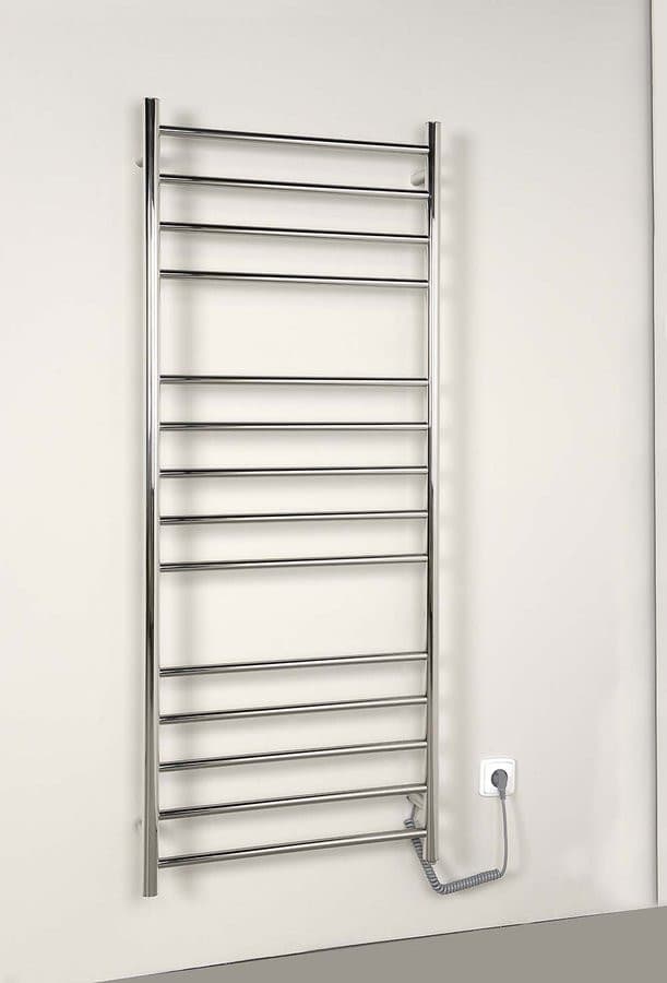 REDONDO elektryczna suszarka na ręczniki, okrągła, 630x1160 mm, 130 W, stal nierdzewna polerowana