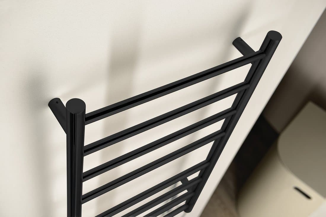 REDONDO elektryczna suszarka na ręczniki, okrągła, 500x900 mm, 75 W, czarny mat