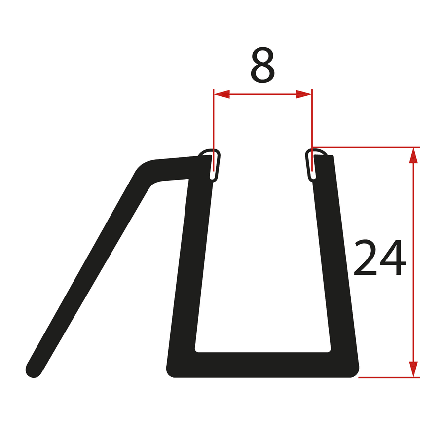Uszczelka dolna do drzwi prysznicowych, szkło 8mm, 1000mm, czarny