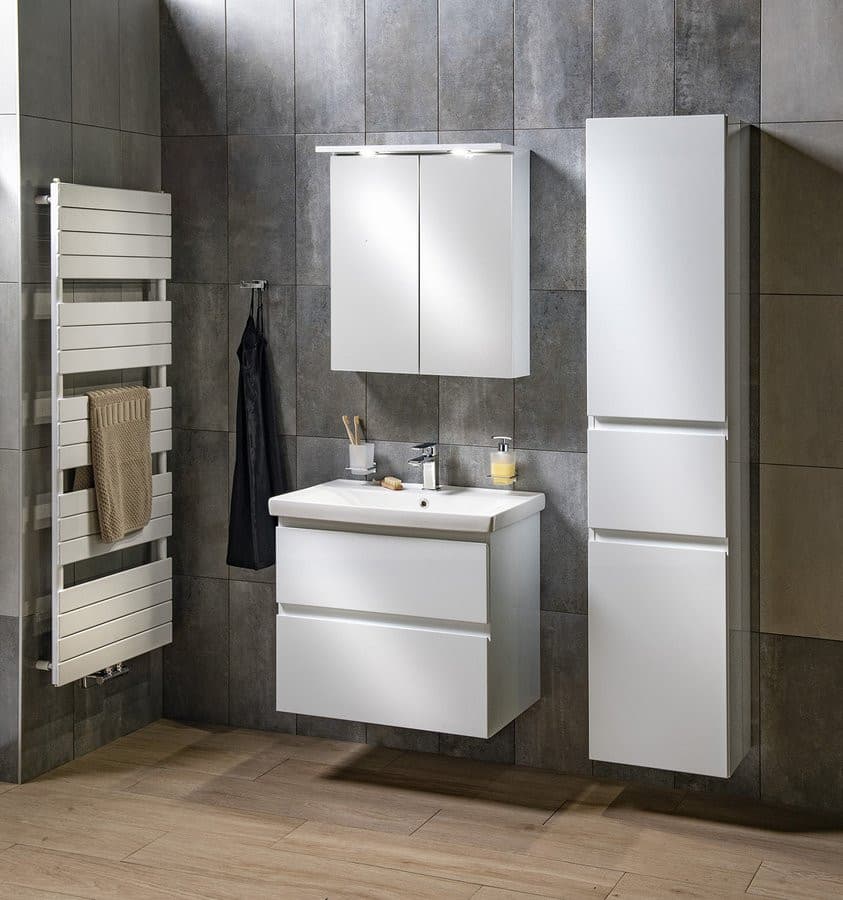 ALTAIR słupek wysoki z koszem na bieliznę 40x184x31cm, prawy, biały