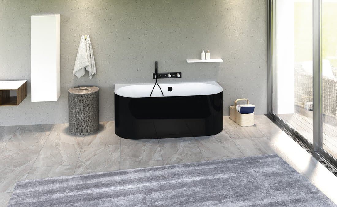 ASTRA DL MONOLITH wanna przyścienna stojąca 160x75x60cm, biała/czarny