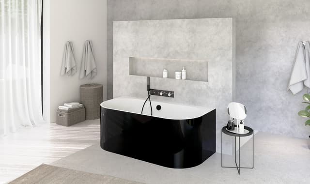 ASTRA DR MONOLITH wanna przyścienna stojąca 160x75x60cm, biała/czarny