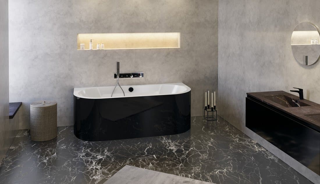 VIVA D MONOLITH wanna przyścienna stojąca 170x75x60cm, biały/czarny