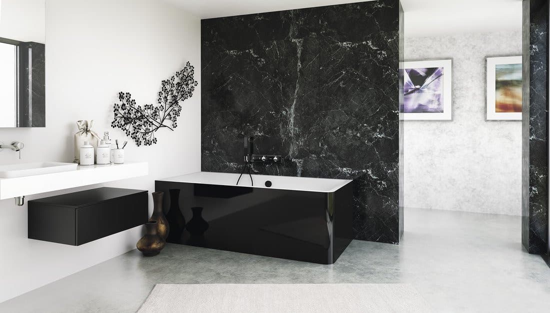 MARLENE CURVE L MONOLITH wanna wolnostojąca przyścienna 175x75x63cm, biała/czarna