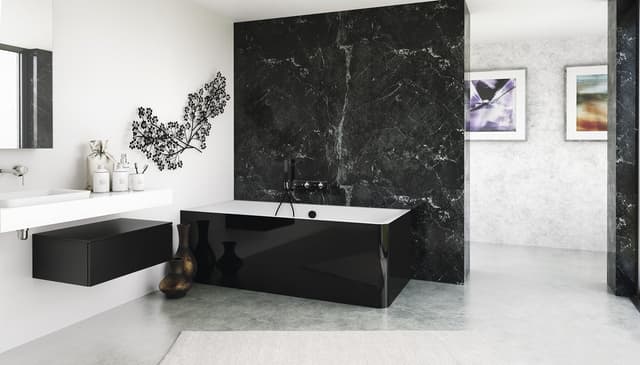 MARLENE CURVE L MONOLITH wanna wolnostojąca przyścienna 165x75x63cm, biały/czarny