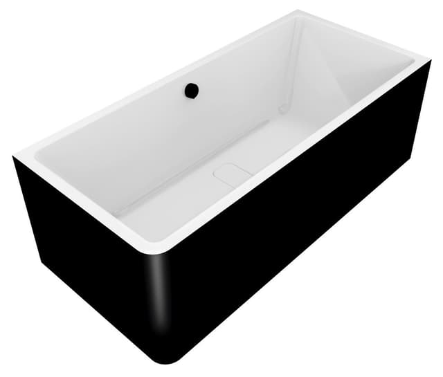 MARLENE CURVE R MONOLITH wanna wolnostojąca przyścienna 165x75x63cm, biały/czarny