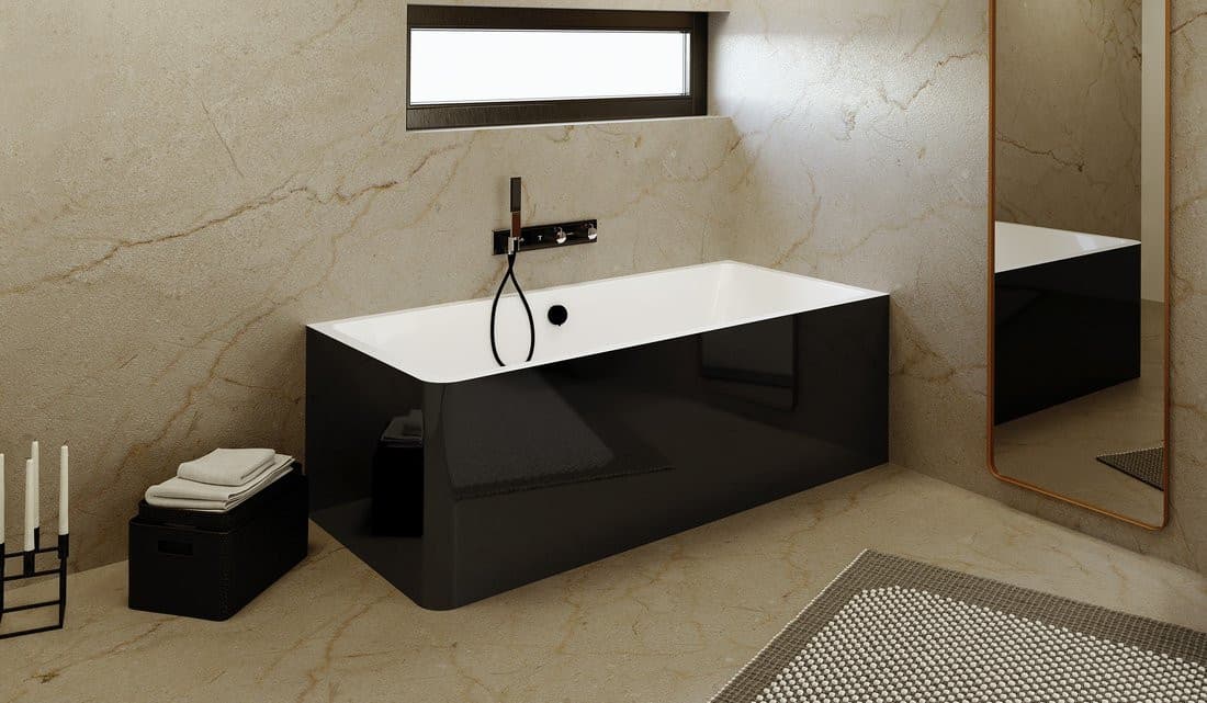 MARLENE CURVE R MONOLITH wanna wolnostojąca przyścienna 165x75x63cm, biały/czarny