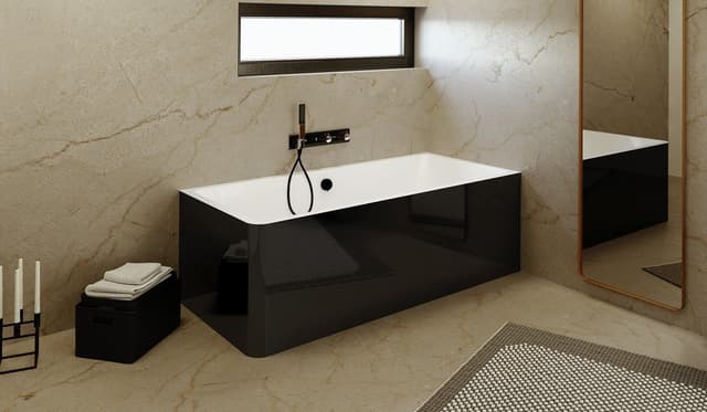 MARLENE CURVE R MONOLITH wanna wolnostojąca przyścienna 165x75x63cm, biały/czarny