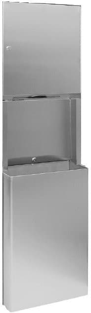 Wbudowany zasobnik na ręczniki papierowe i kosz na śmieci  45l, 438x1371x98mm, stal nierdzewna mat