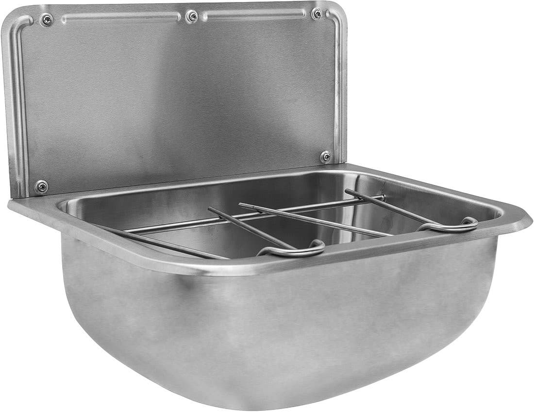 Komora gospodarcza ścienna 460x246x342 mm, ścianka tylna, ruszt, stal nierdzewna mat