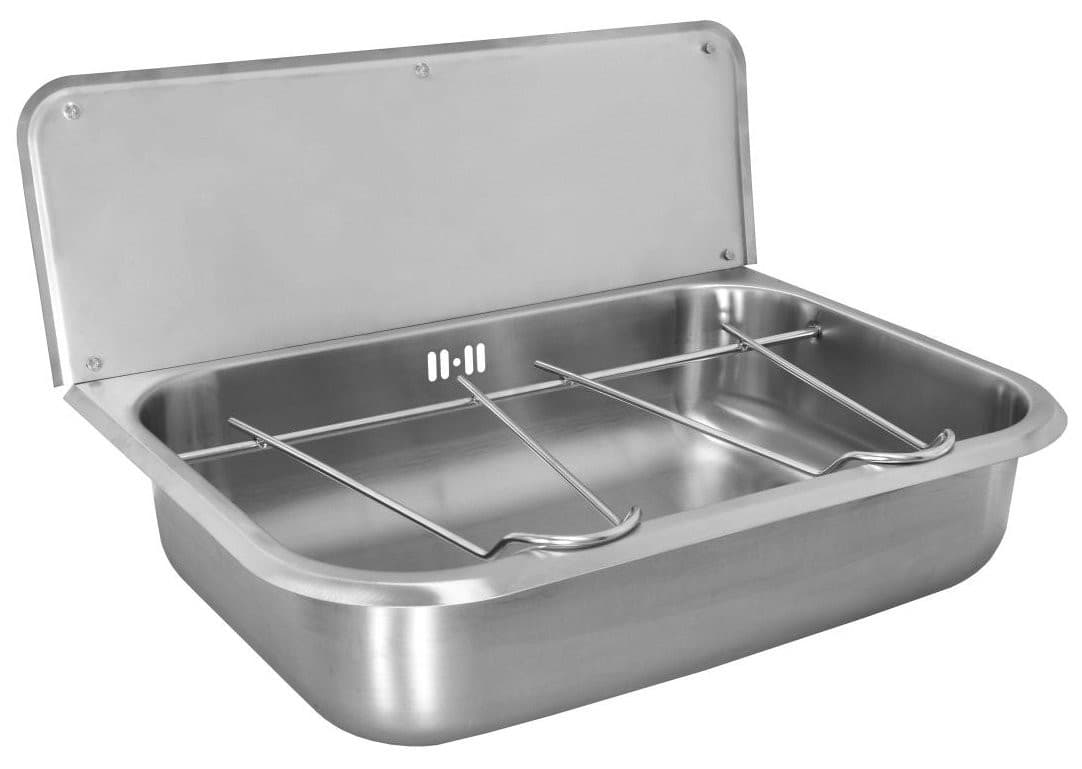 Komora gospodarcza ścienna 560x165x404 mm, ścianka tylna, ruszt, stal nierdzewna mat