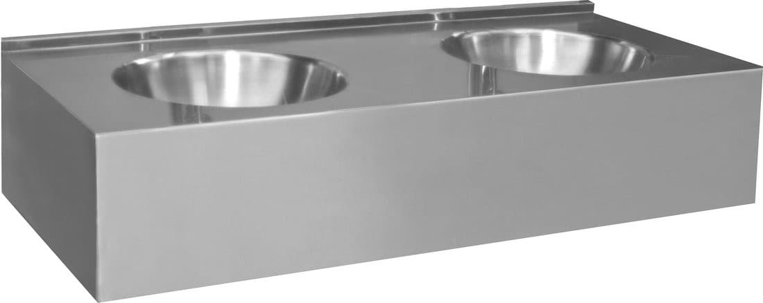 Umywalka podwójna z obudową 1200x270x550 mm, stal nierdzewna mat