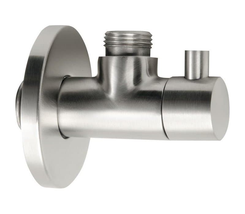 MINIMAL zawór kątowy z rozetą 1/2"x 3/8", woda zimna, stal nierdzewna mat