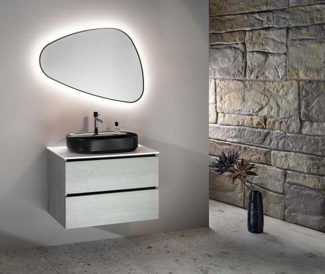 INFINITY OVAL umywalka ceramiczna nablatowa, 60x40cm, czarny mat