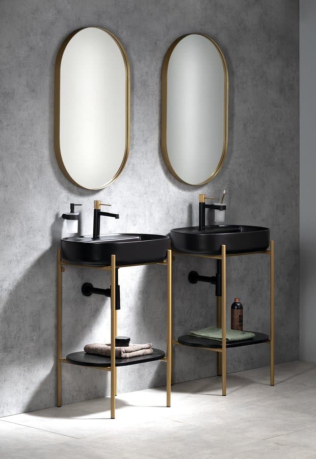 INFINITY OVAL umywalka ceramiczna nablatowa, 60x40cm, czarny mat