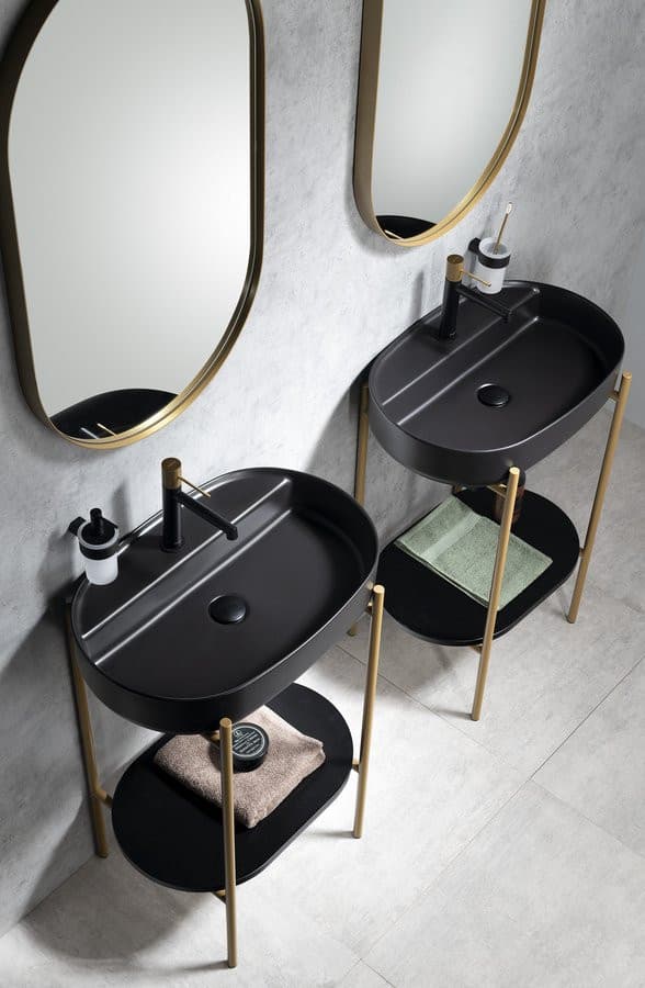 INFINITY OVAL umywalka ceramiczna nablatowa, 60x40cm, czarny mat